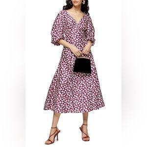 Topshop Daisy Print Midi Dress (Brand New, Never Worn, With Tags)